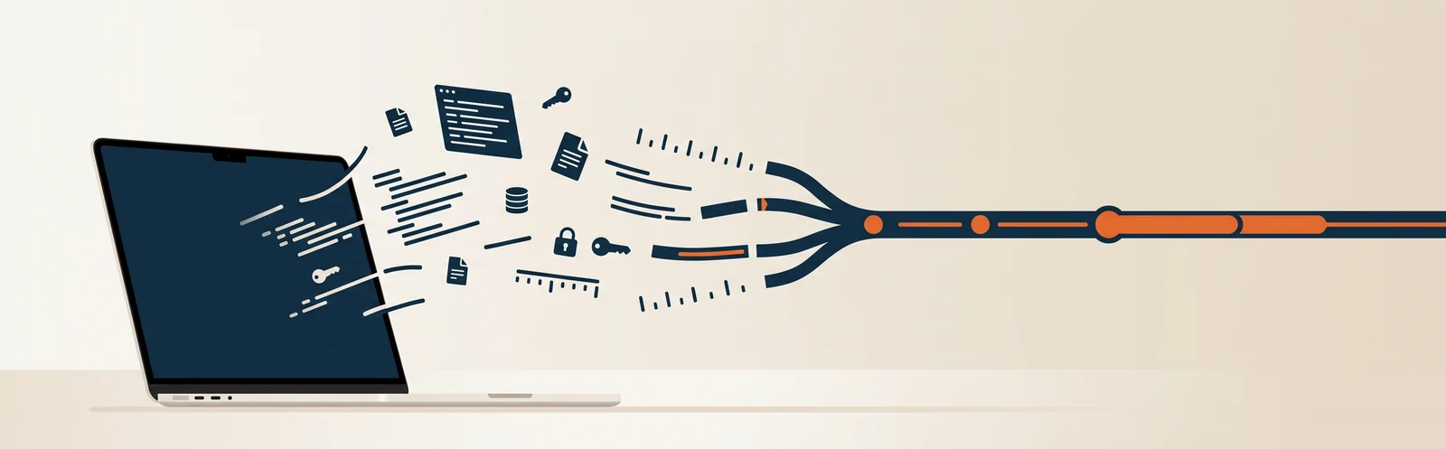 A forensic examiner reconstructing what happened on a MacBook from its artifacts, evidence fragments assembling into a chronological timeline
