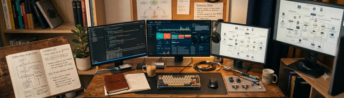 Security operations workspace with investigation tools and notes