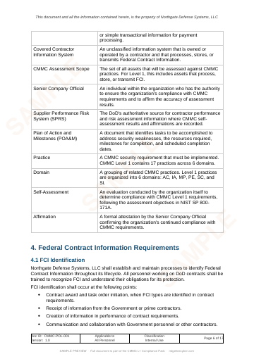 Sample page from the CMMC L1 Compliance Pack