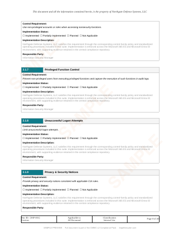 Sample page from the CMMC L2 Compliance Pack