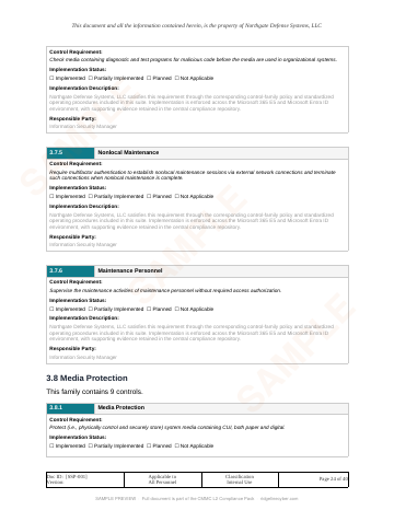 Sample page from the CMMC L2 Compliance Pack